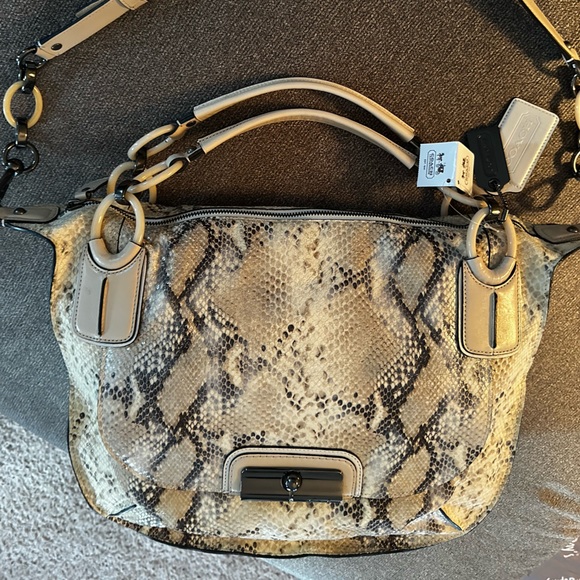 COACH ❤️ Kristin Embossed Python Leather Round Satchel Sage Shoulder Bag~NWT - Picture 3 of 11